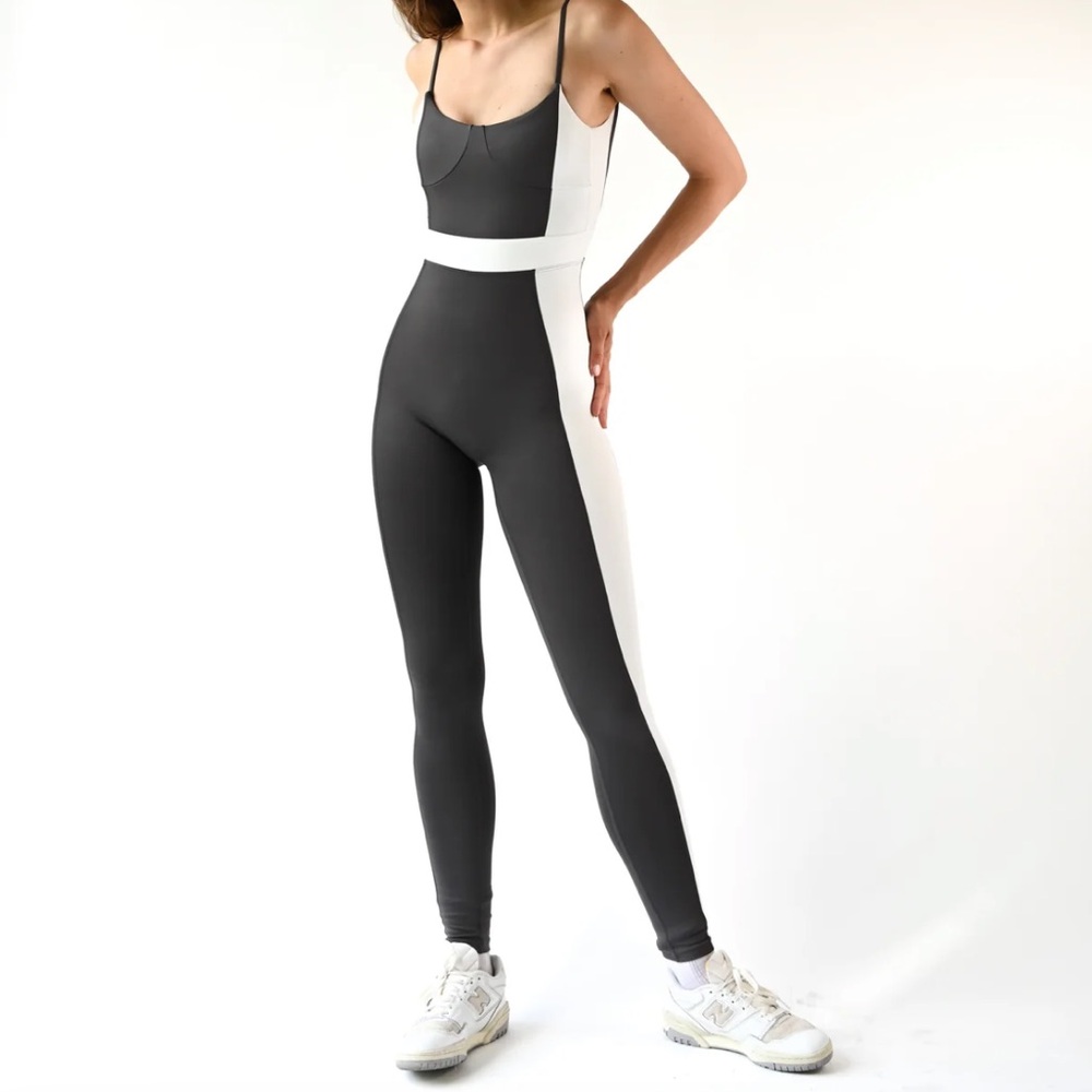 Yellow The Label Mackenzie Belted Bodysuit Charcoal Onesie